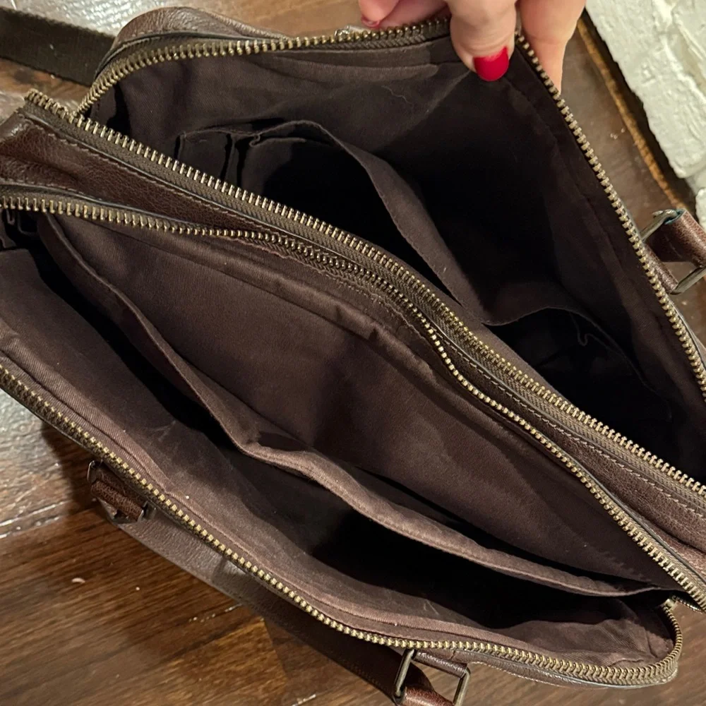 Frye Brown Leather Men's Bag Brief Case Removable Strap